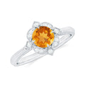 Vintage Inspired Citrine Engagement Ring with Diamond Halo