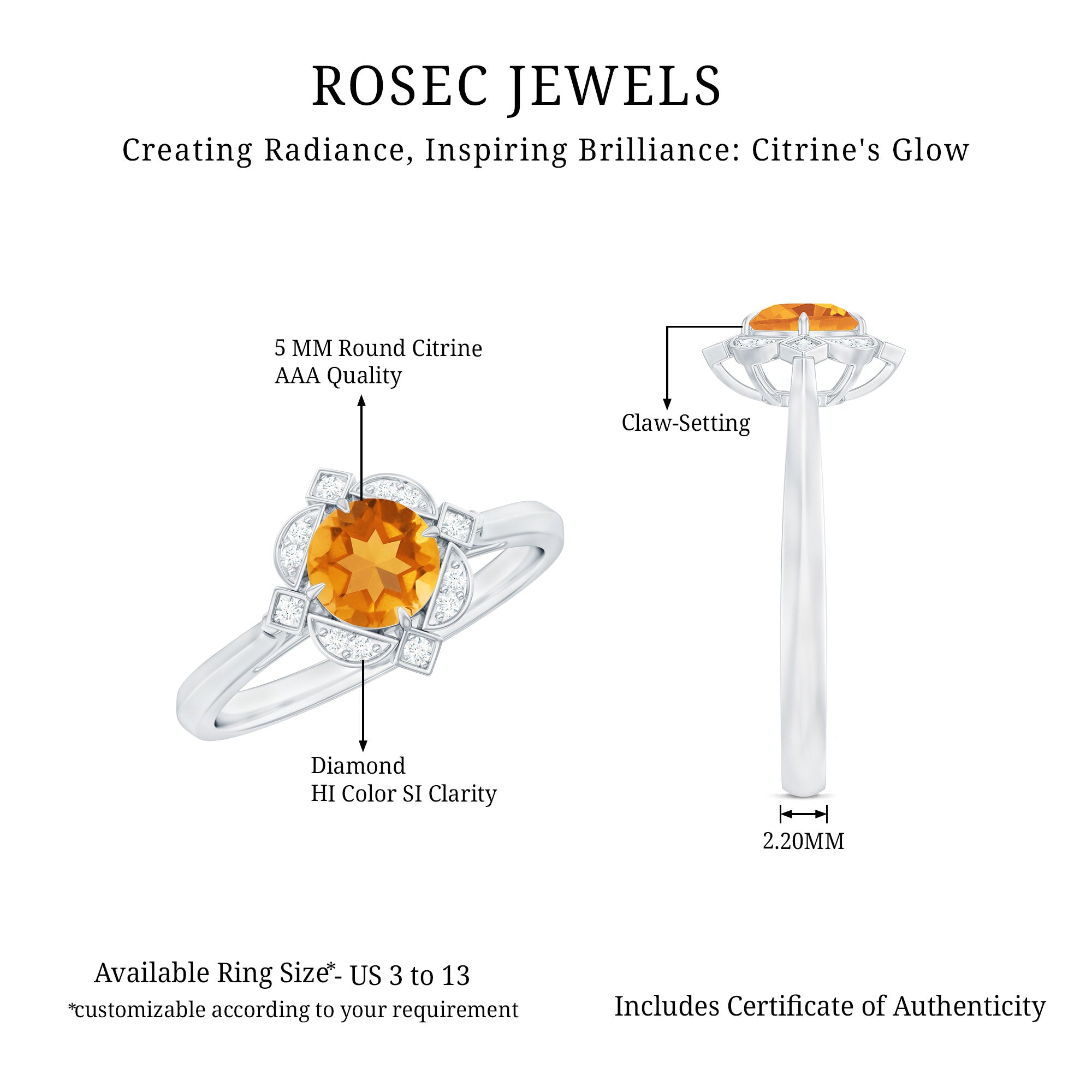 Vintage Inspired Citrine Engagement Ring with Diamond Halo