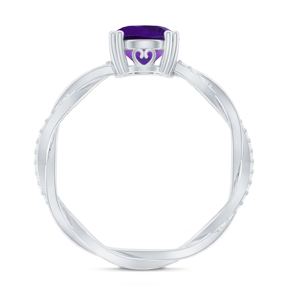 2.75 CT Oval Amethyst and Diamond Braided Engagement Ring