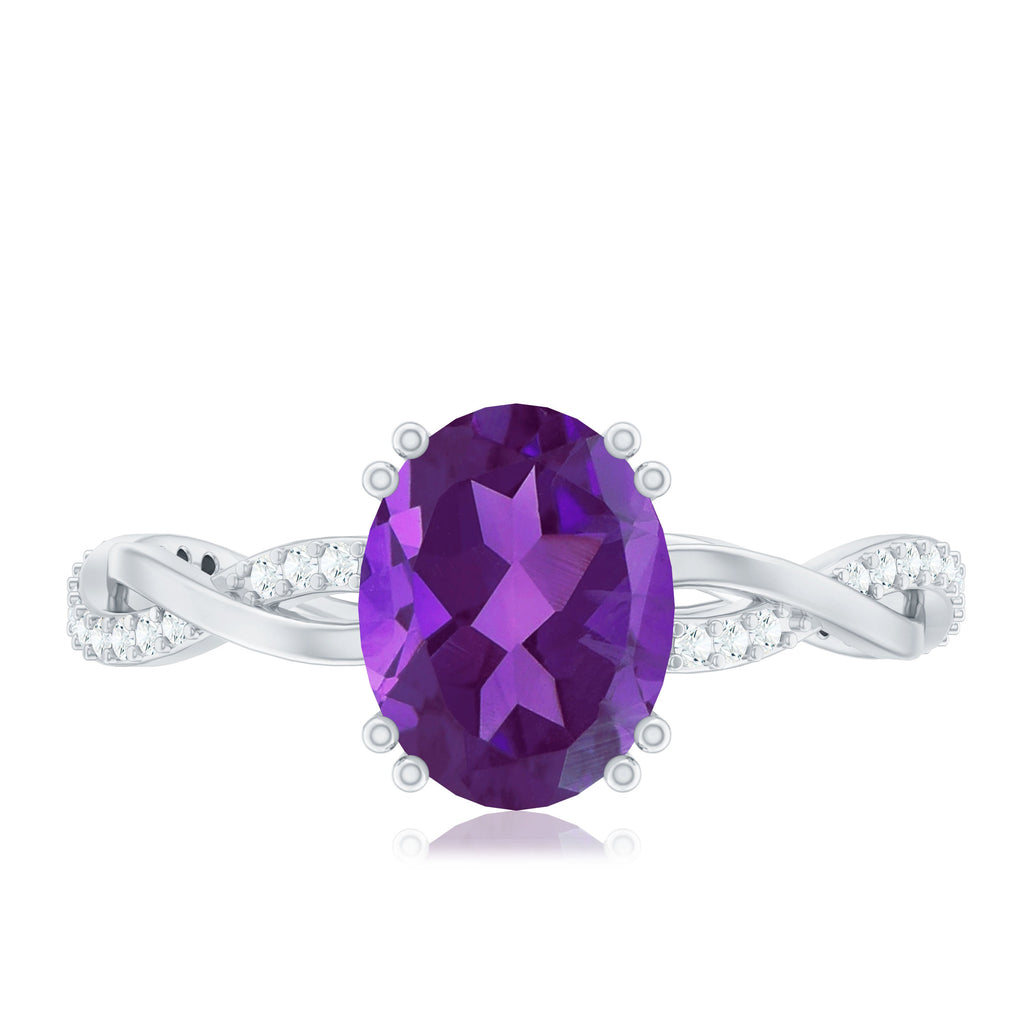 2.75 CT Oval Amethyst and Diamond Braided Engagement Ring