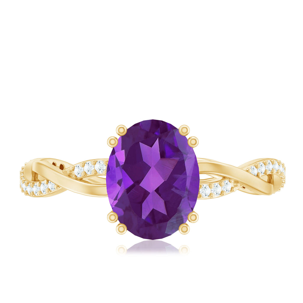 2.75 CT Oval Amethyst and Diamond Braided Engagement Ring
