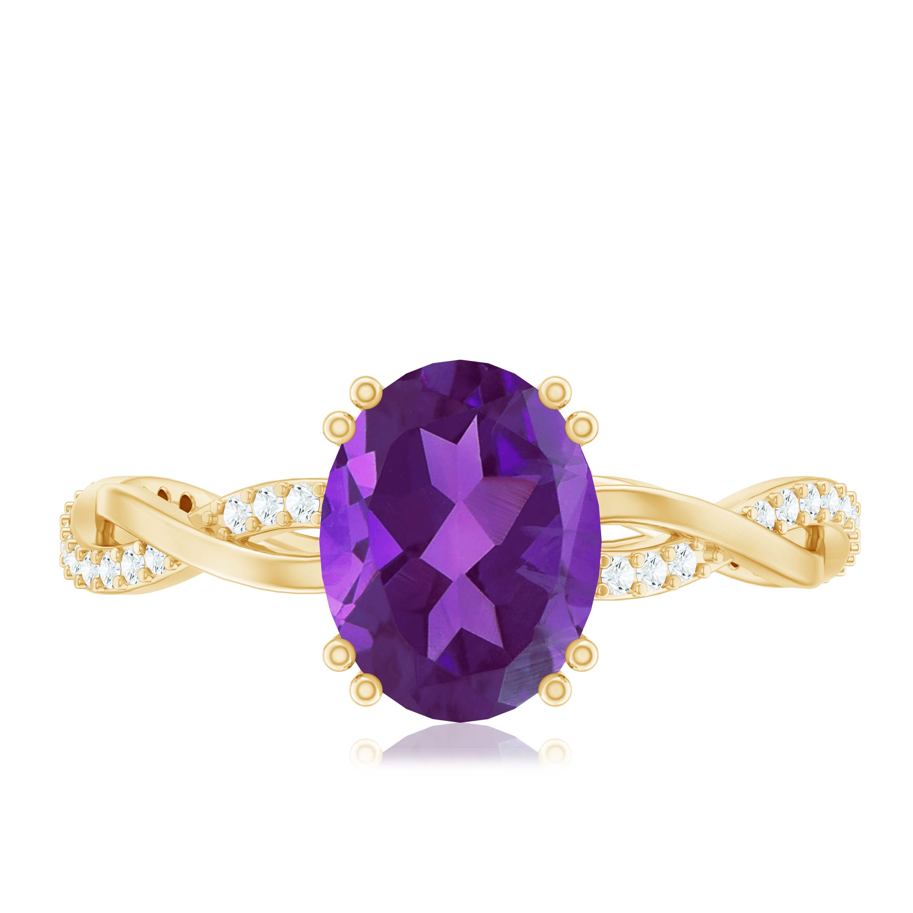 2.75 CT Oval Amethyst and Diamond Braided Engagement Ring