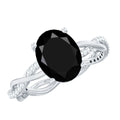 Oval Cut Solitaire Created Black Diamond Braided Engagement Ring with Diamond