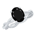 Oval Shaped 7X9MM Black Onyx and Diamond Braided Engagement Ring