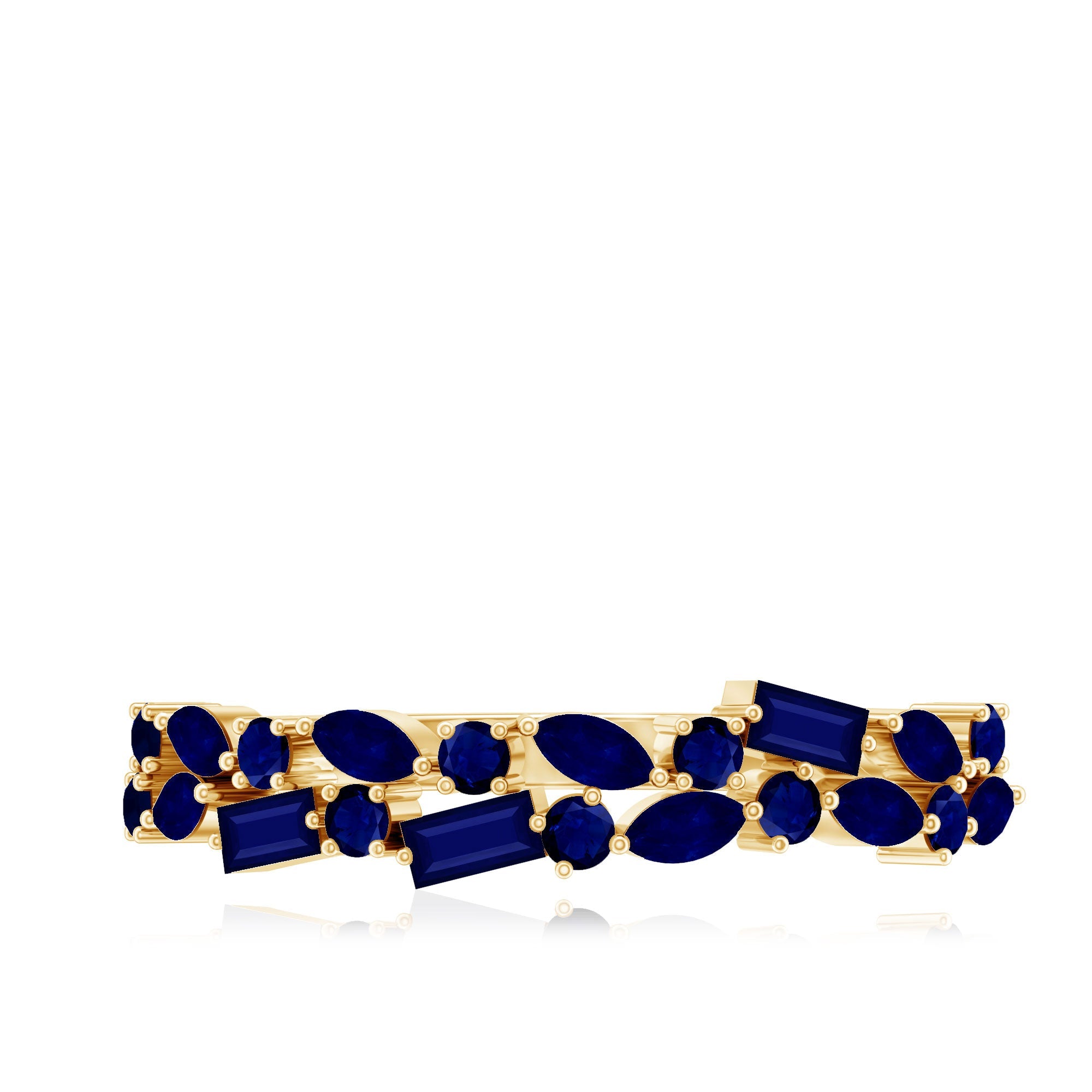 3/4 CT Blue Sapphire Cluster Half Eternity Band Ring
