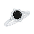 Vintage Style Black Spinel Engagement Ring with Diamond