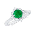 Natural Emerald and Diamond Vintage Inspired Engagement Ring For Her