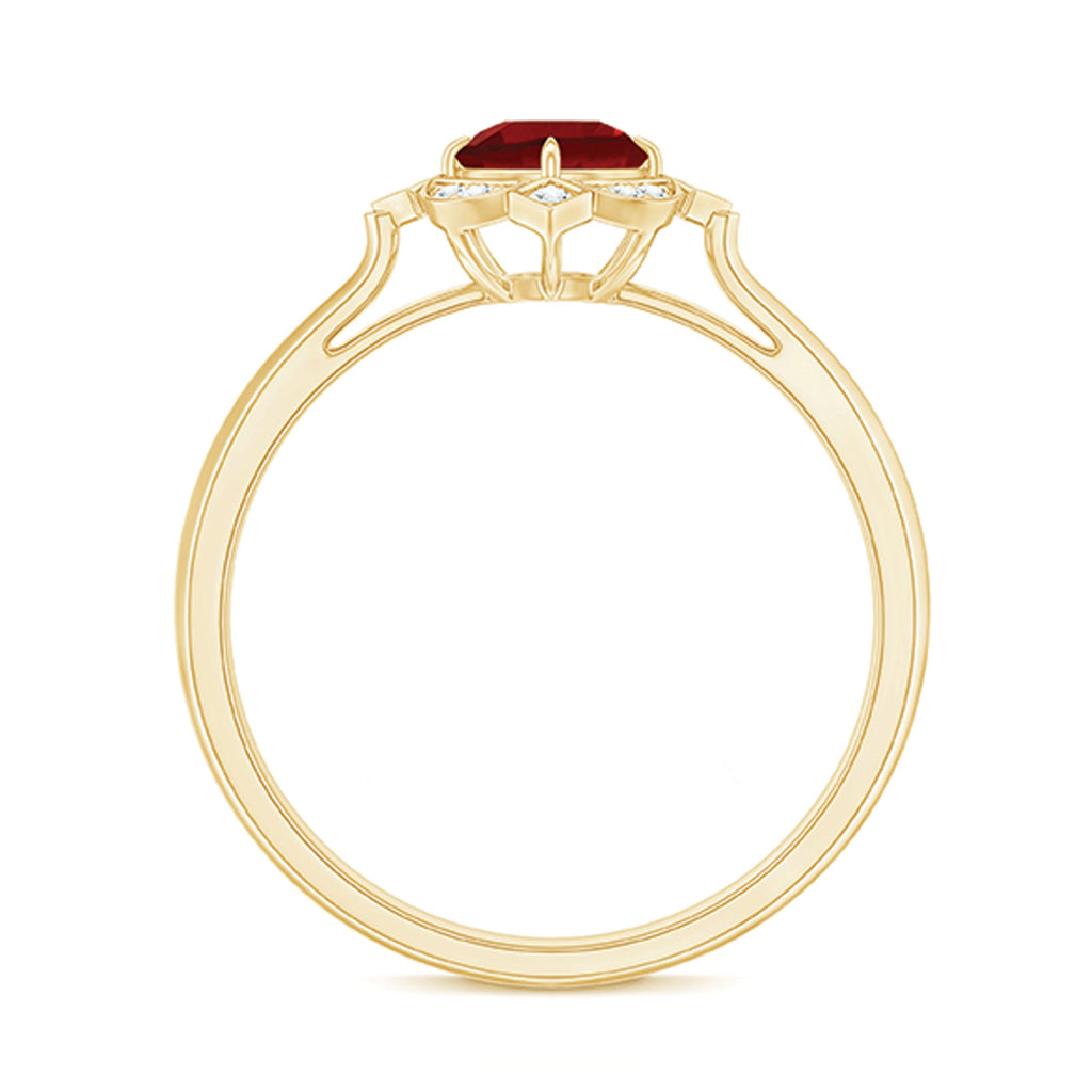 Vintage Style Lab Grown Ruby and Diamond Engagement Ring