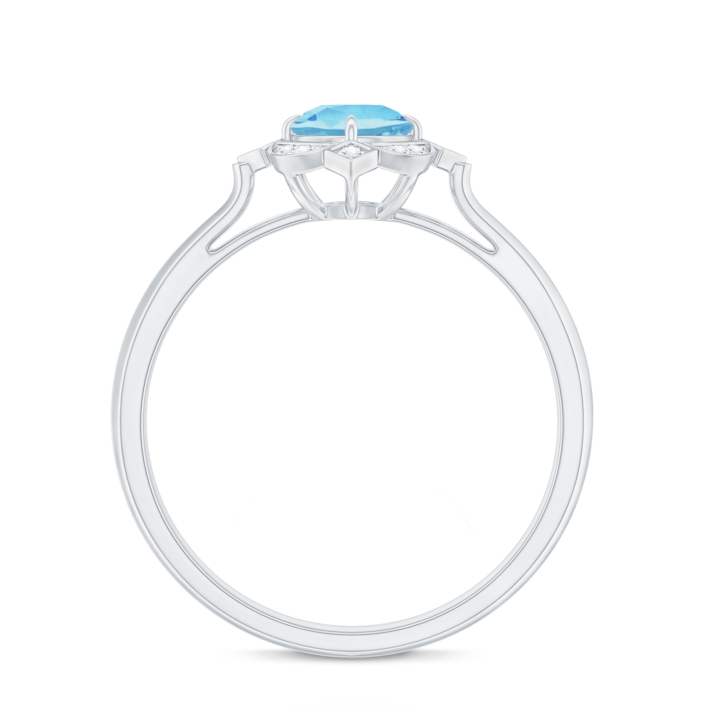 1/2 CT Aquamarine and Diamond Art Deco Vintage Ring