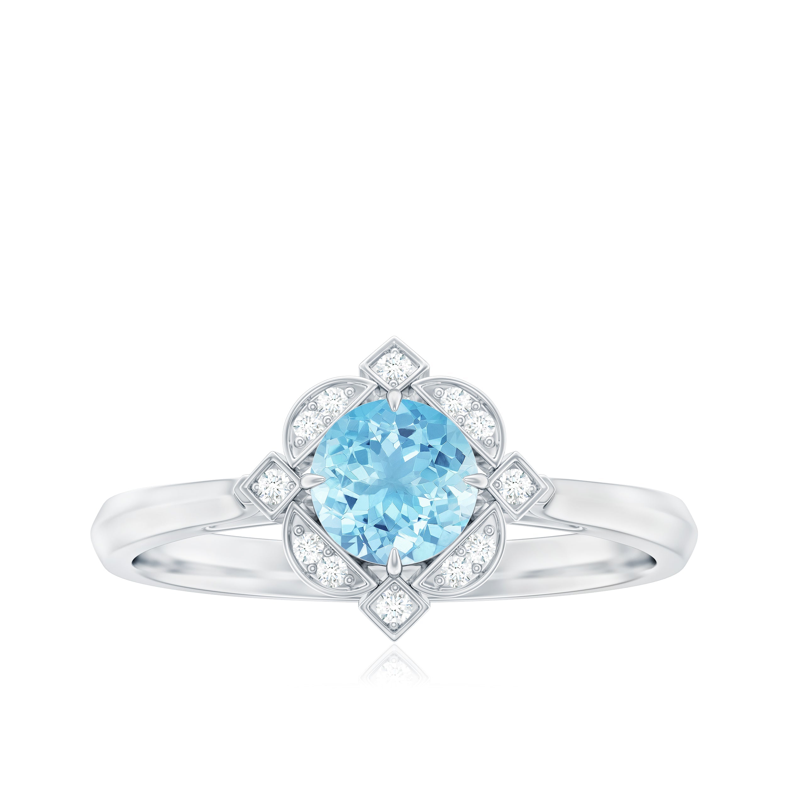 1/2 CT Aquamarine and Diamond Art Deco Vintage Ring