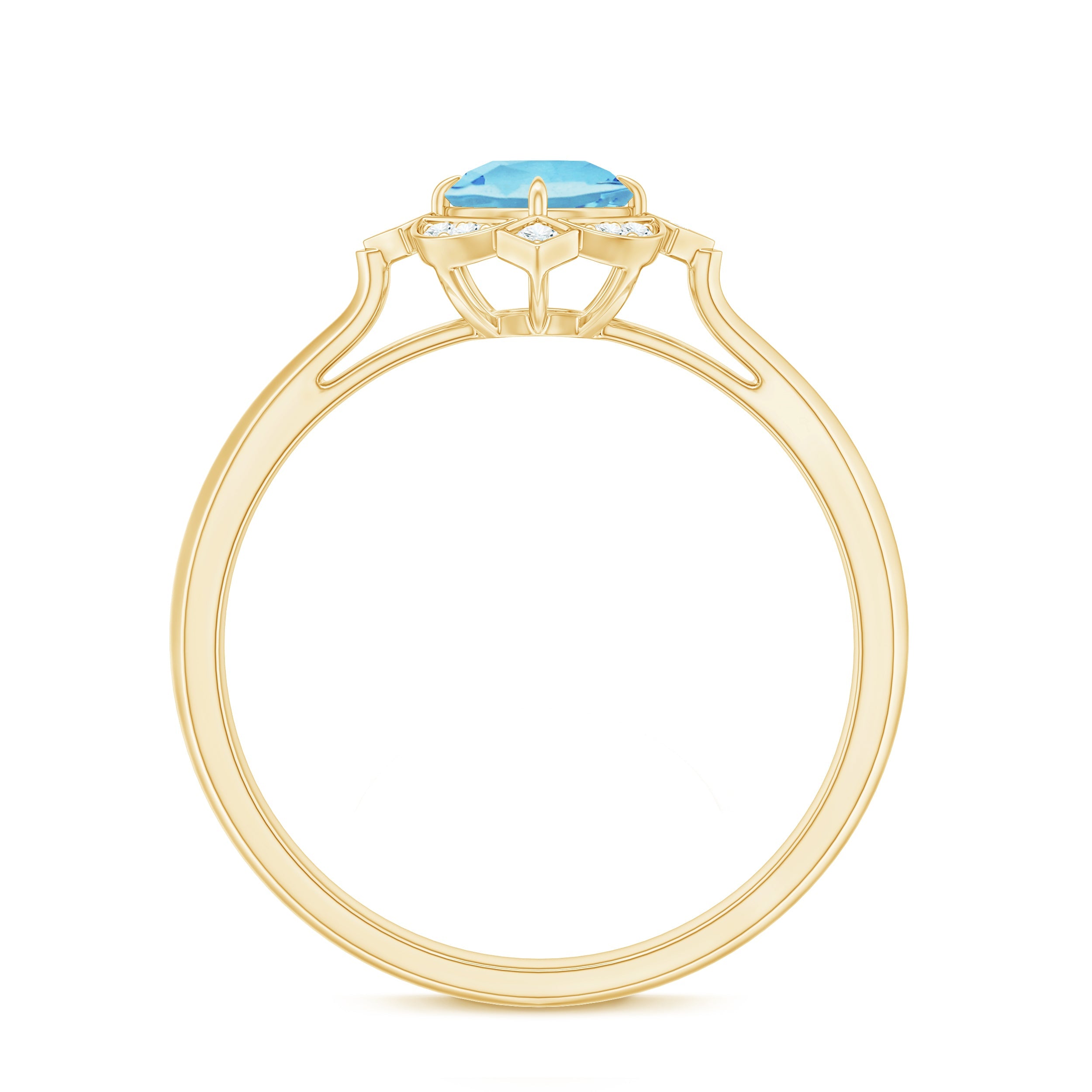 1/2 CT Aquamarine and Diamond Art Deco Vintage Ring