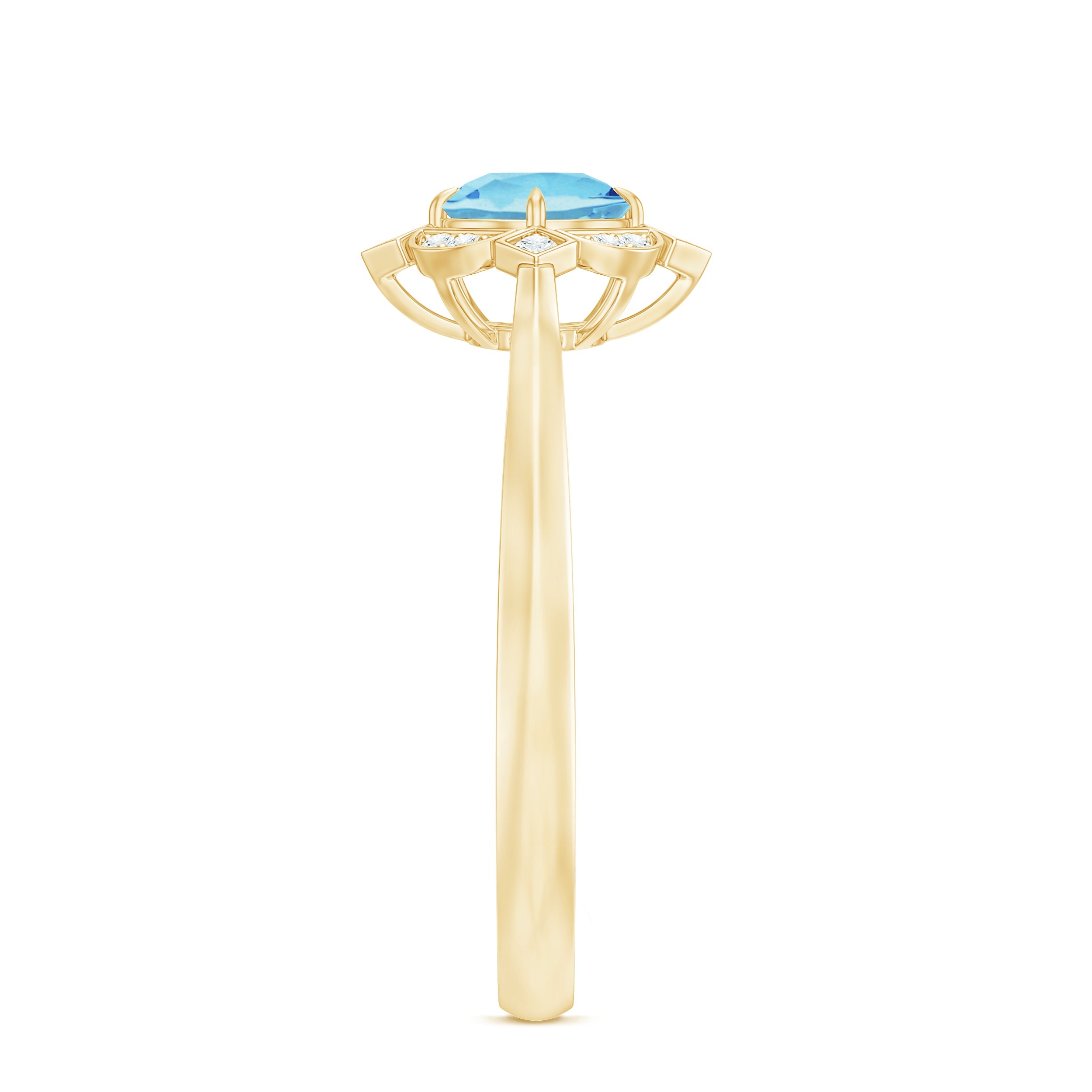 1/2 CT Aquamarine and Diamond Art Deco Vintage Ring