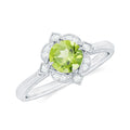 Genuine Half Carat Peridot Vintage Engagement Ring with Diamond Halo