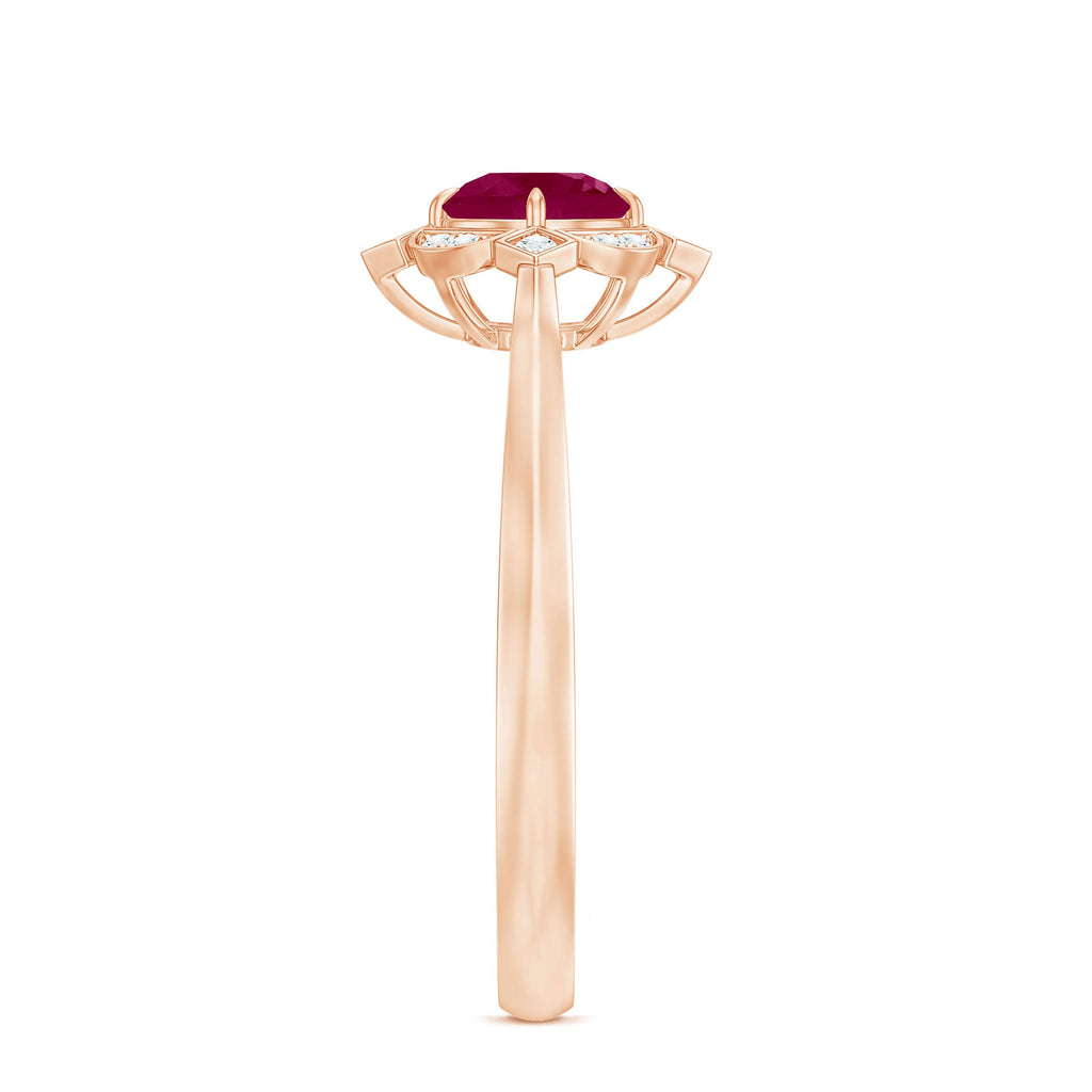 0.75 CT Vintage Ruby Engagement Ring with Diamond