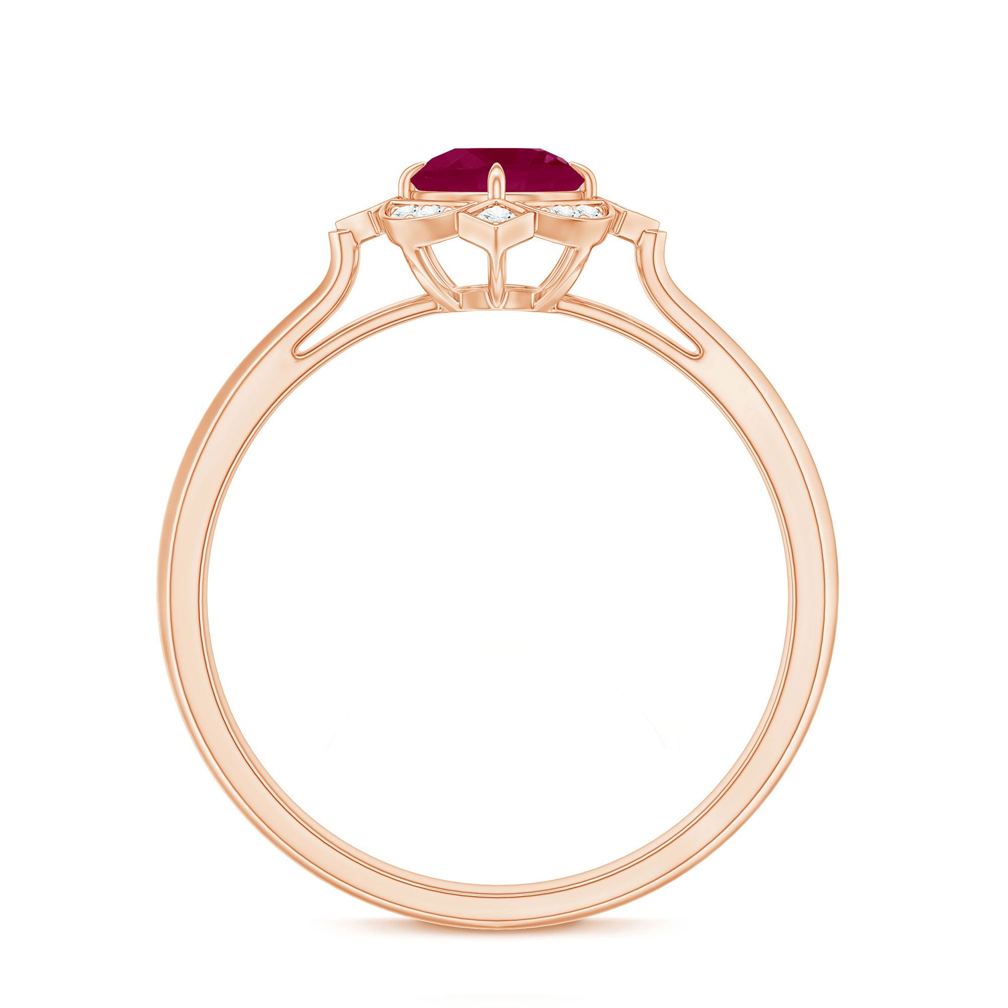 0.75 CT Vintage Ruby Engagement Ring with Diamond