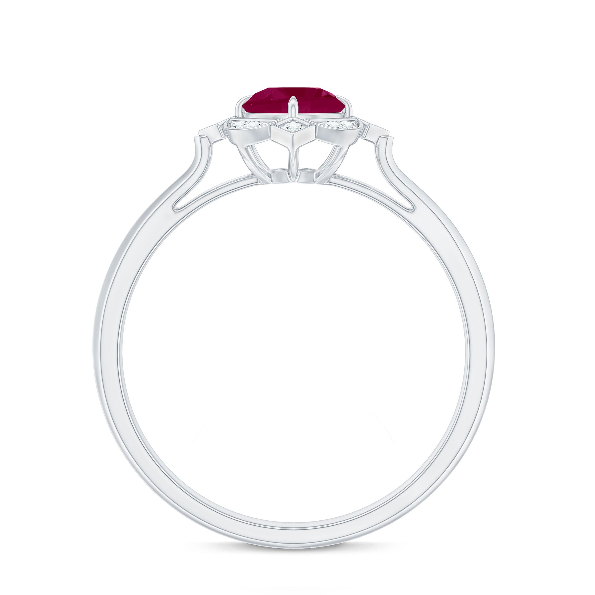 0.75 CT Vintage Ruby Engagement Ring with Diamond