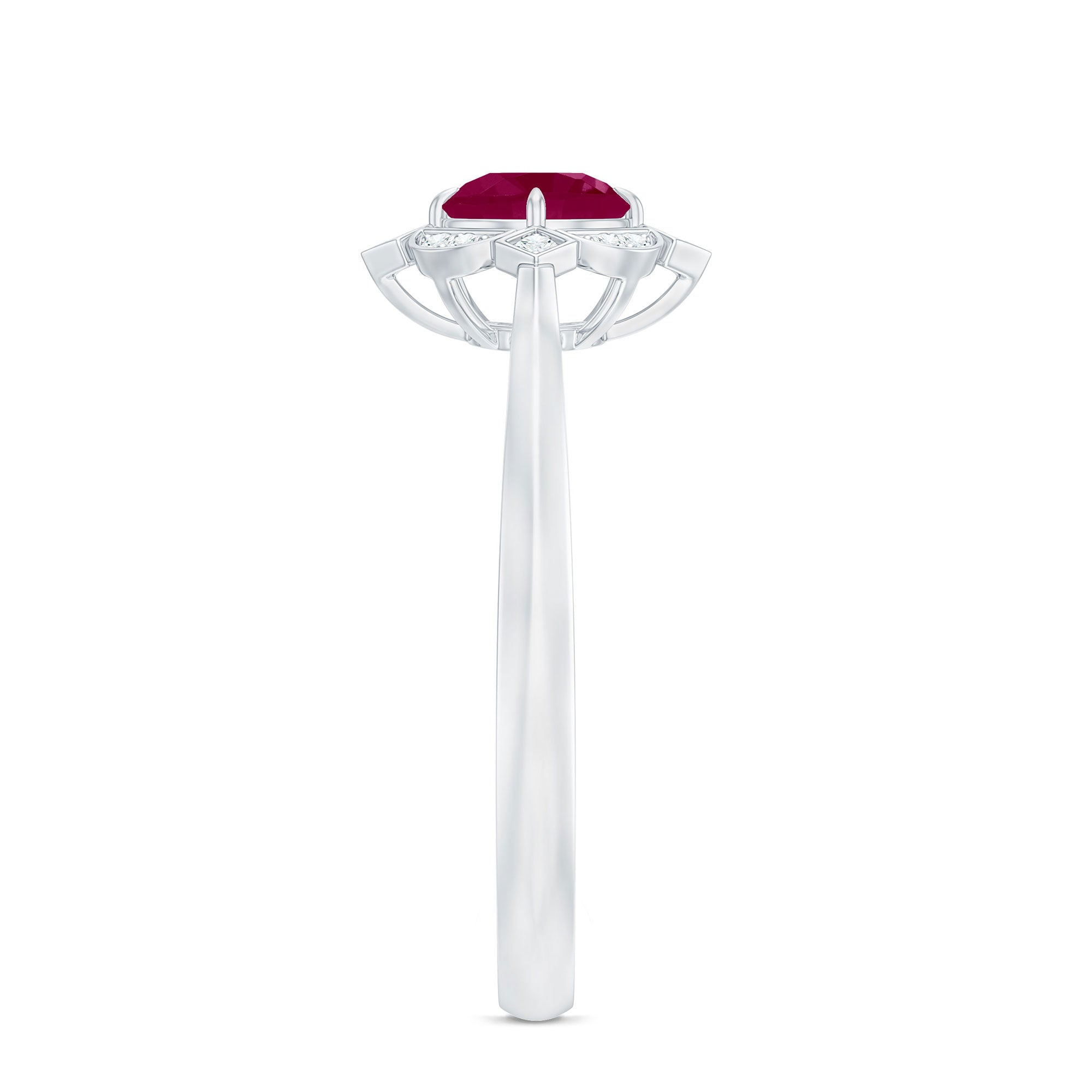 0.75 CT Vintage Ruby Engagement Ring with Diamond