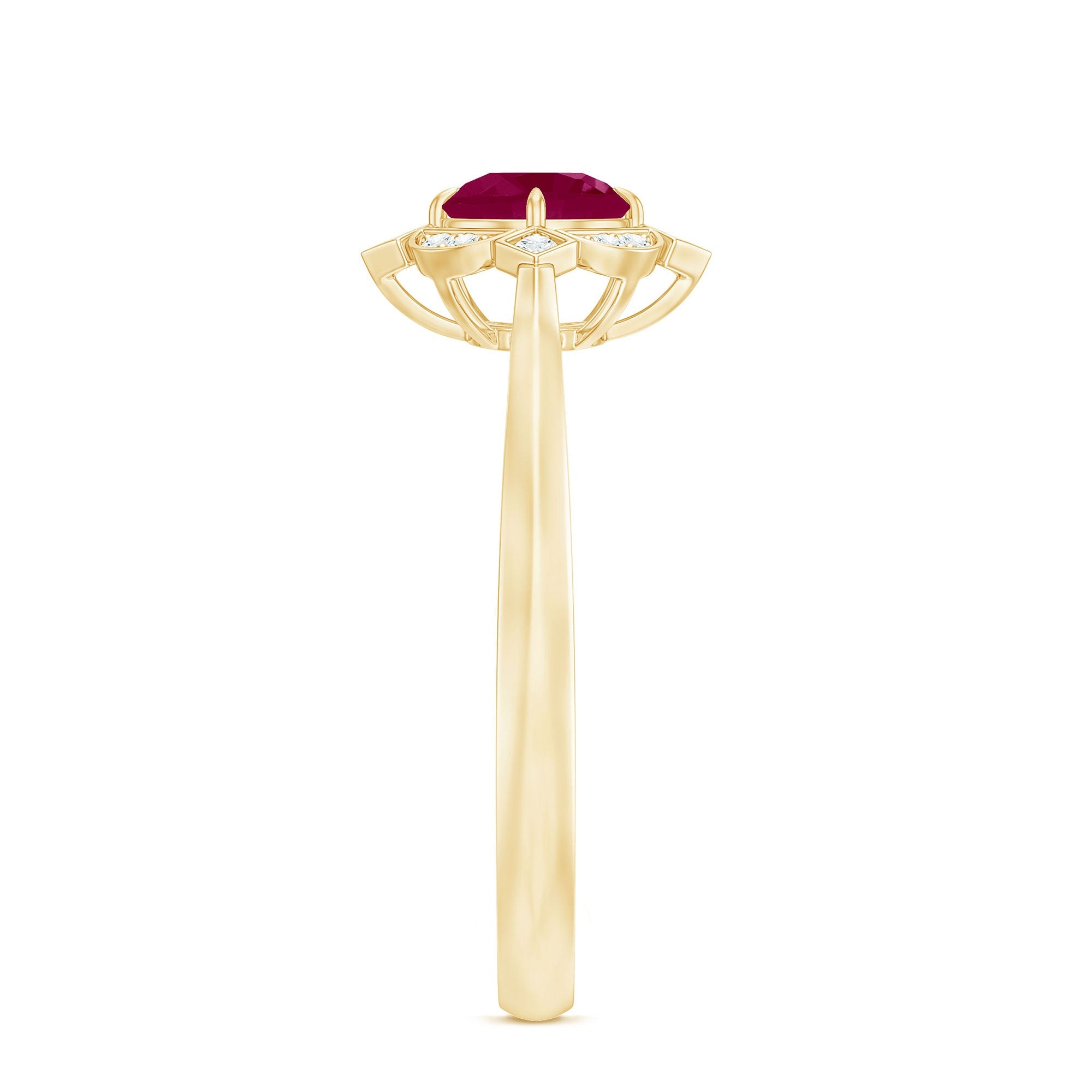 0.75 CT Vintage Ruby Engagement Ring with Diamond