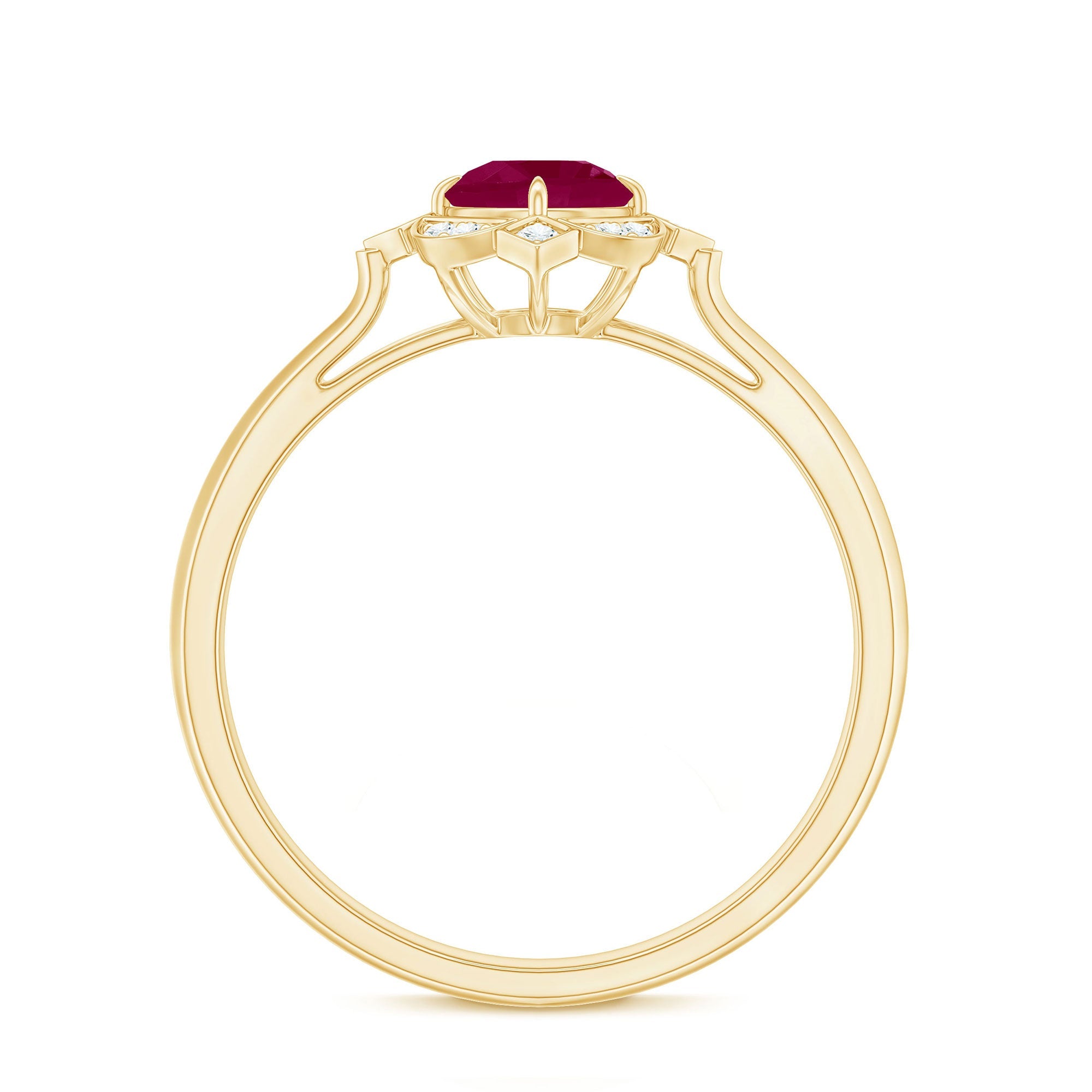0.75 CT Vintage Ruby Engagement Ring with Diamond