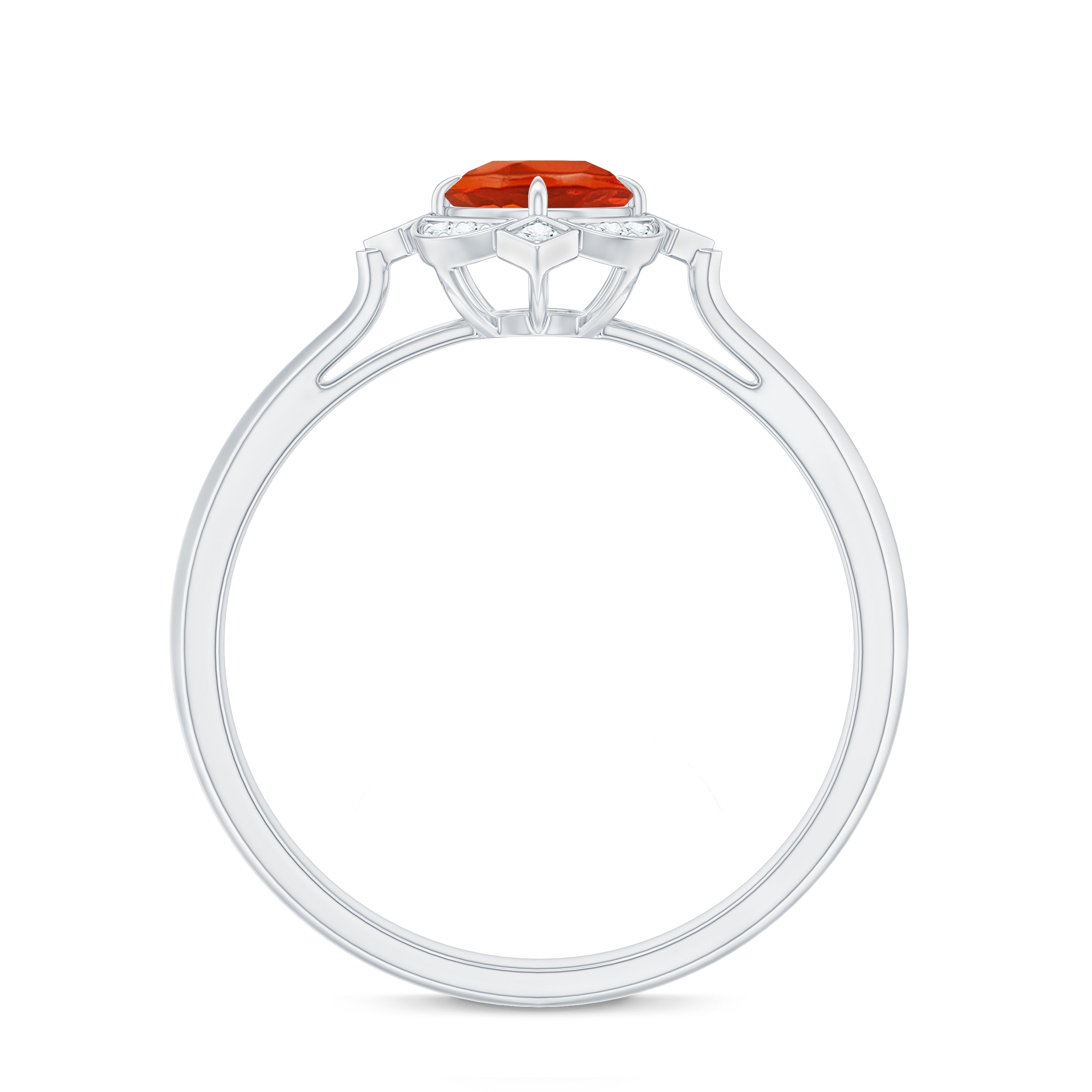 1/2 CT Vintage Fire Opal and Diamond Engagement Ring