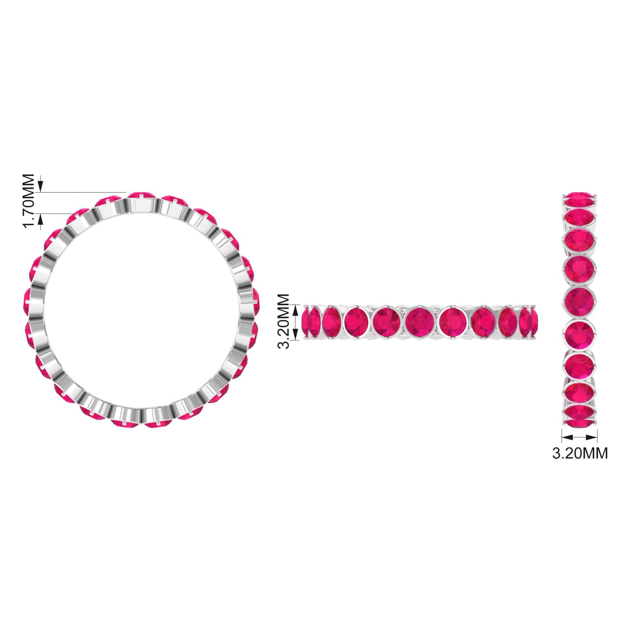 2 CT Bezel Set Ruby Full Eternity Stackable Ring