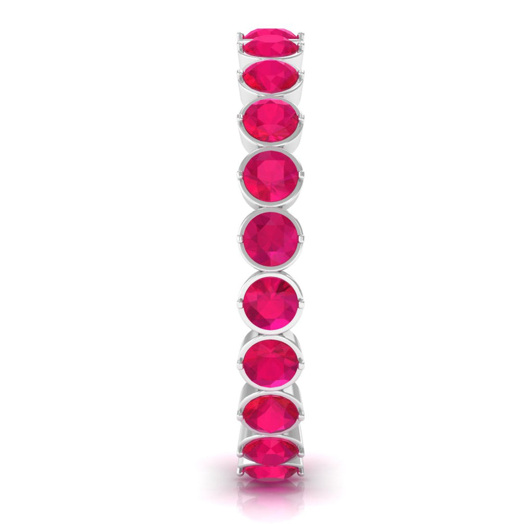 2 CT Bezel Set Ruby Full Eternity Stackable Ring