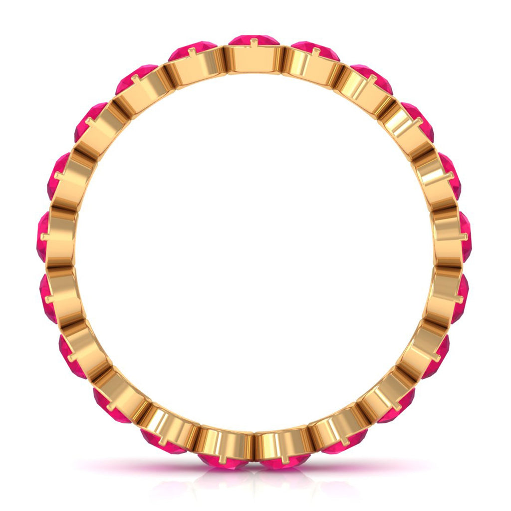 2 CT Bezel Set Ruby Full Eternity Stackable Ring