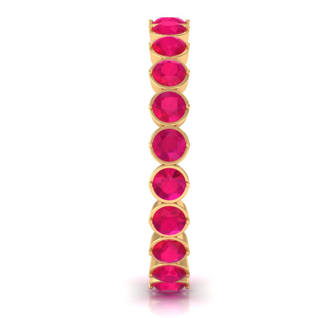 2 CT Bezel Set Ruby Full Eternity Stackable Ring