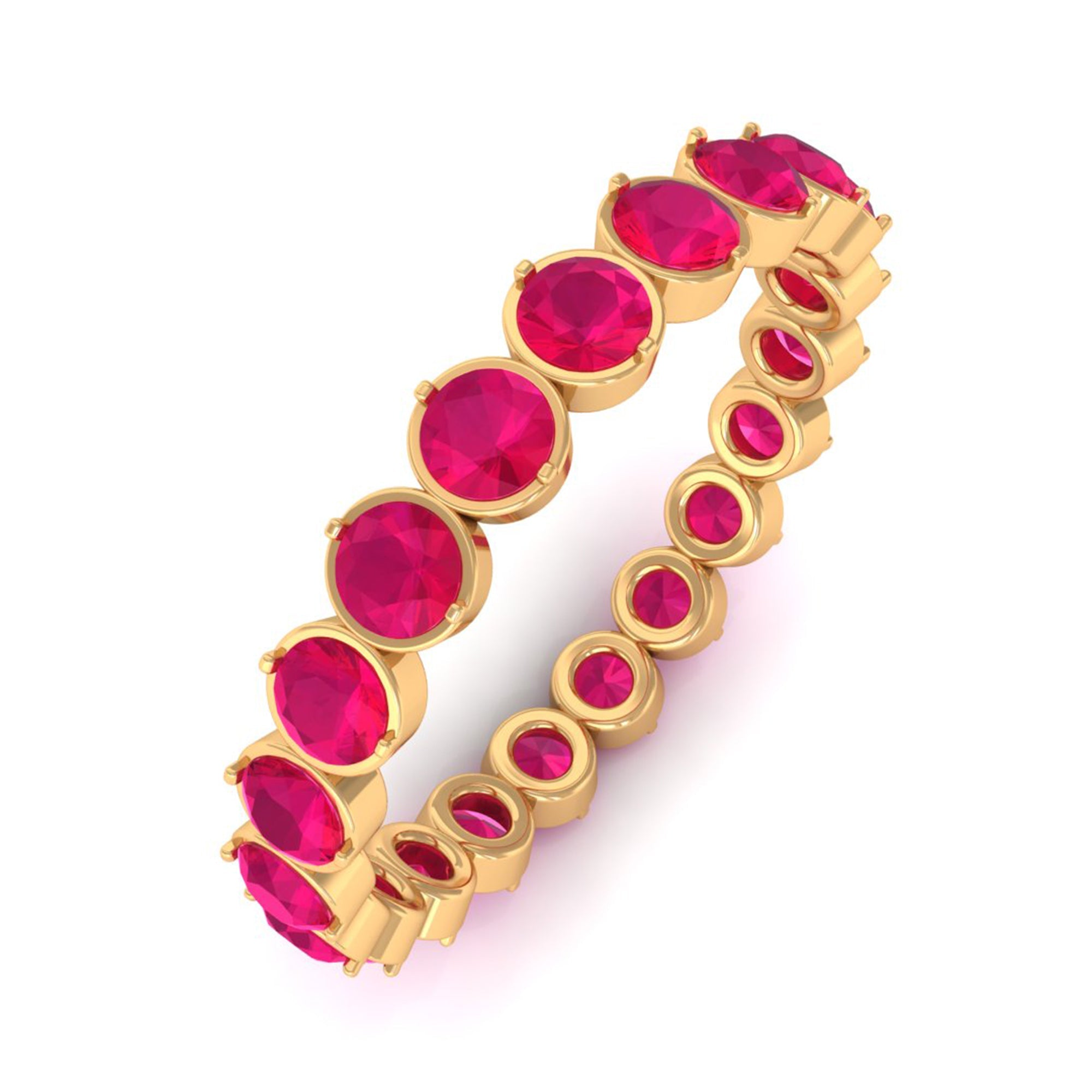 2 CT Bezel Set Ruby Full Eternity Stackable Ring