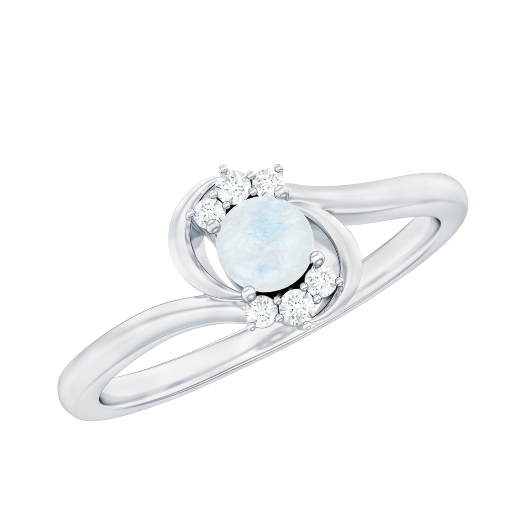1/2 CT Moonstone and Diamond Bypass Promise Ring