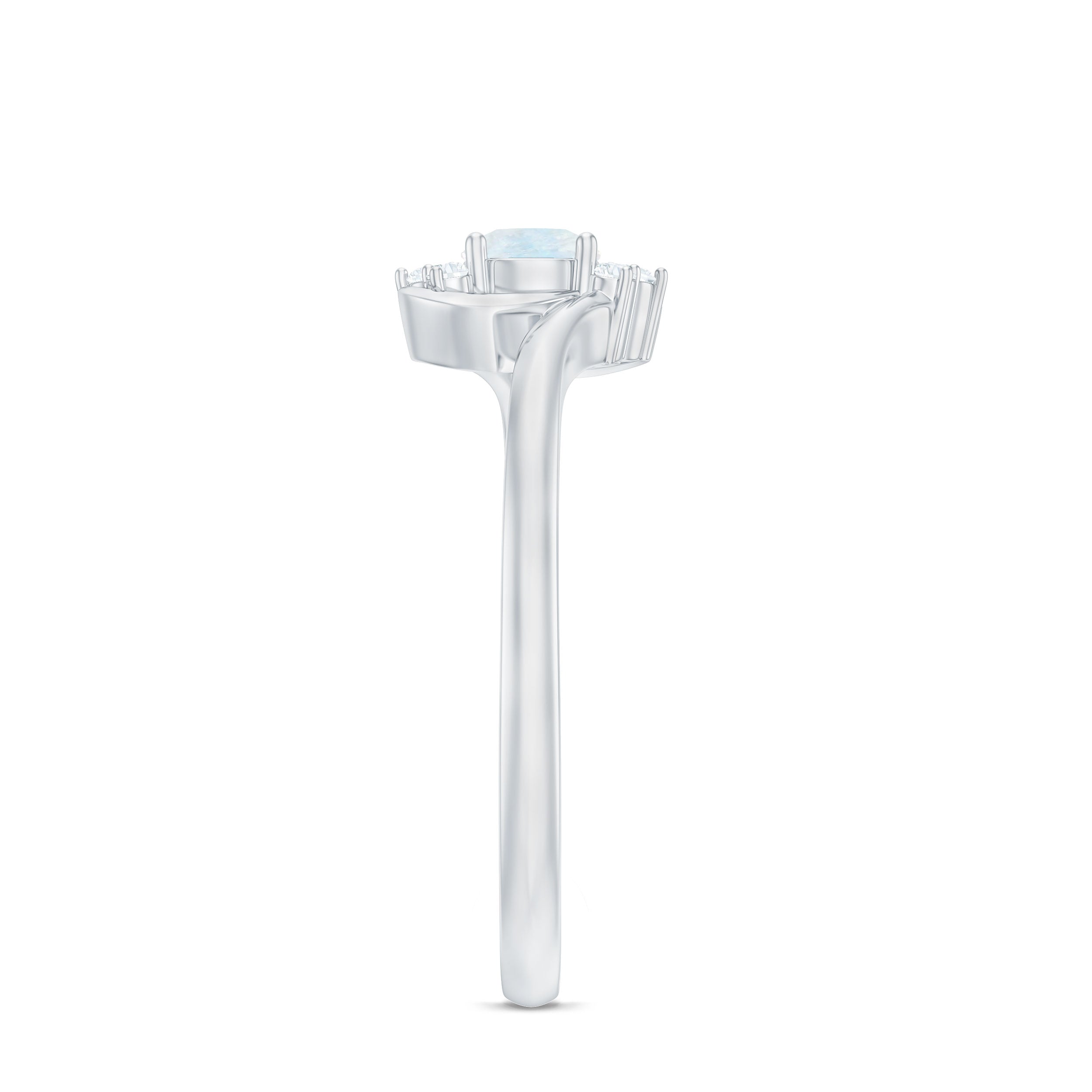 1/2 CT Moonstone and Diamond Bypass Promise Ring