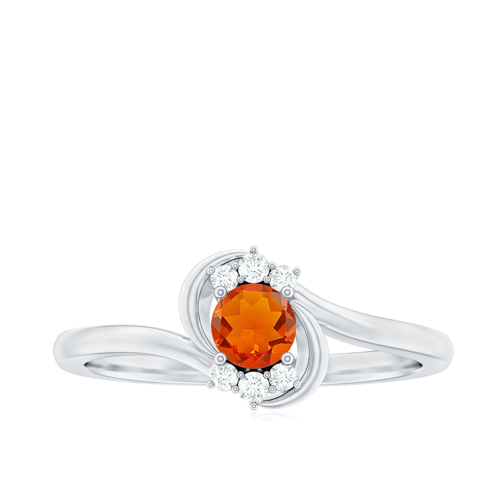 1/4 Ct Fire Opal and Diamond Bypass Promise Ring