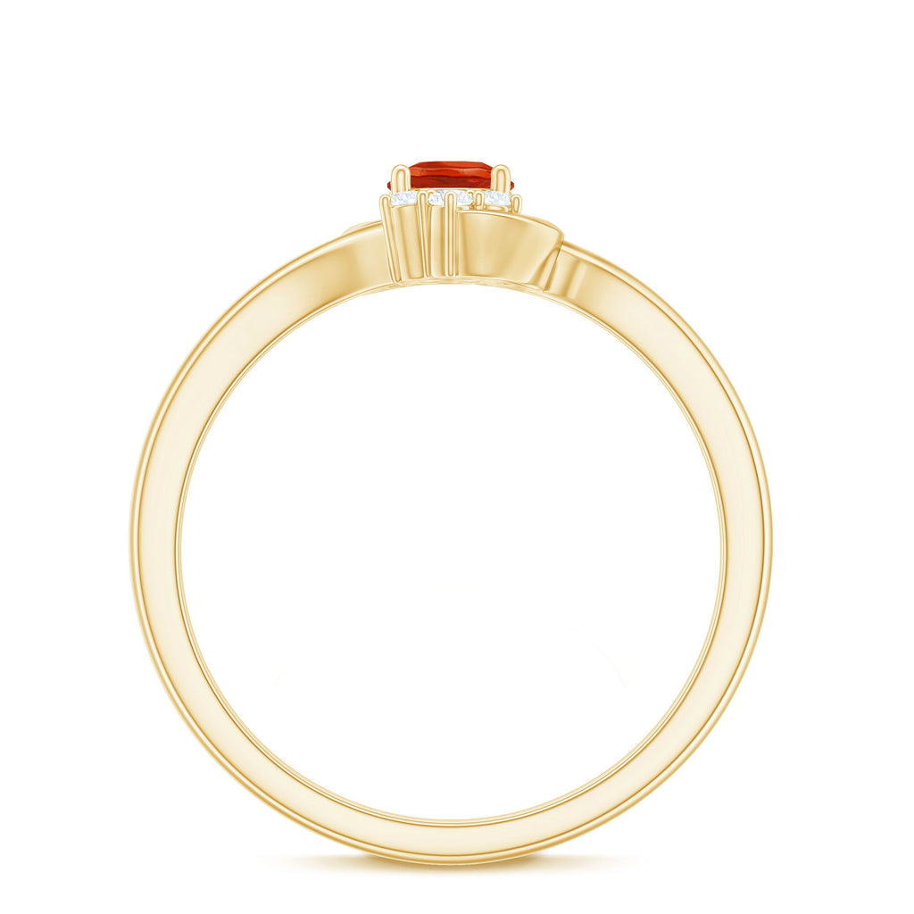1/4 Ct Fire Opal and Diamond Bypass Promise Ring