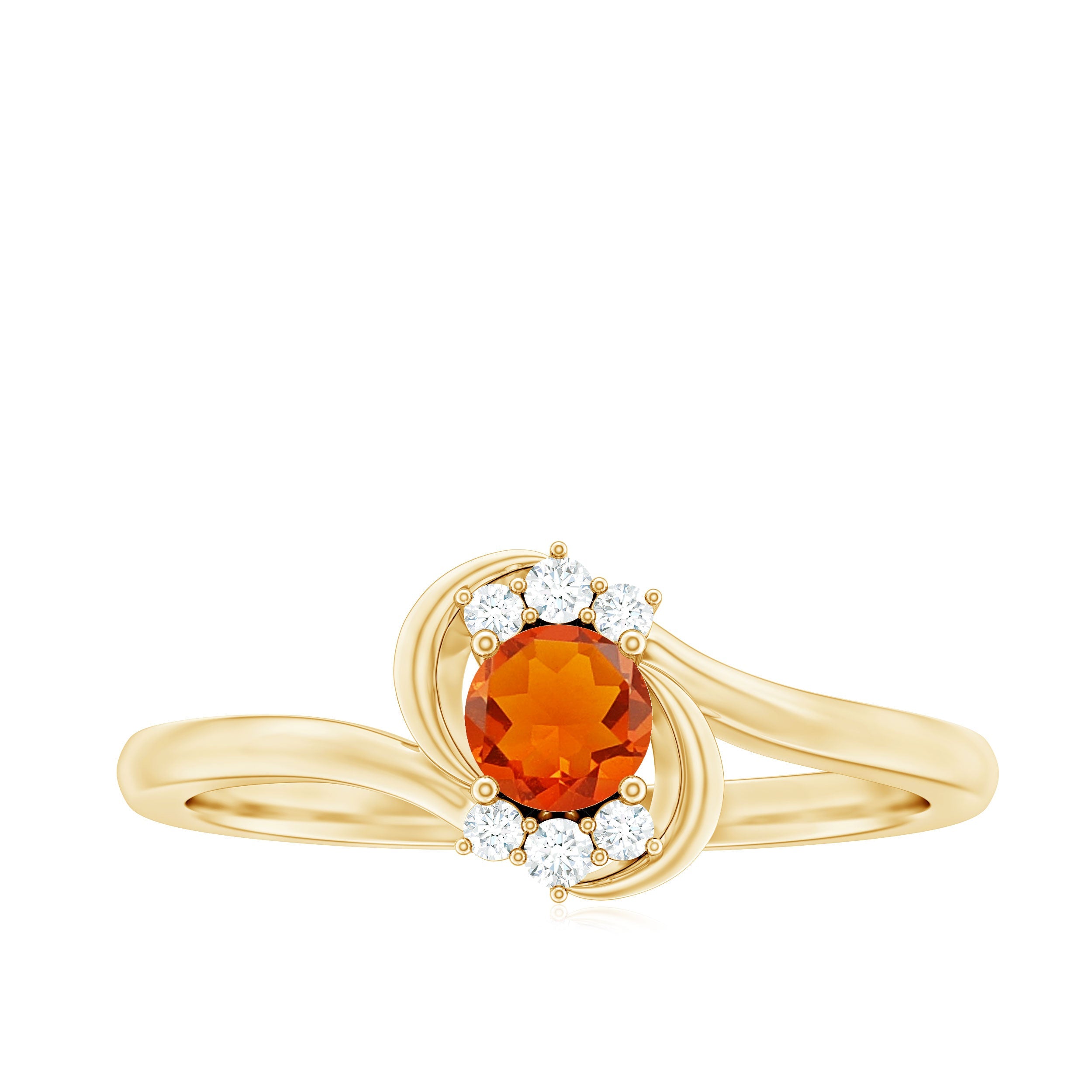 1/4 Ct Fire Opal and Diamond Bypass Promise Ring