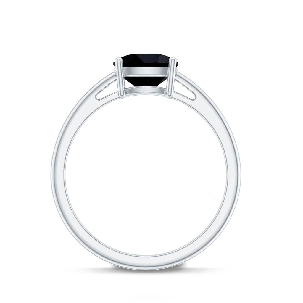 Certified Black Onyx 8MM Cushion Cut Engagement Ring