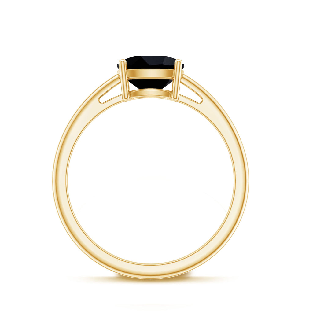 Certified Black Onyx 8MM Cushion Cut Engagement Ring