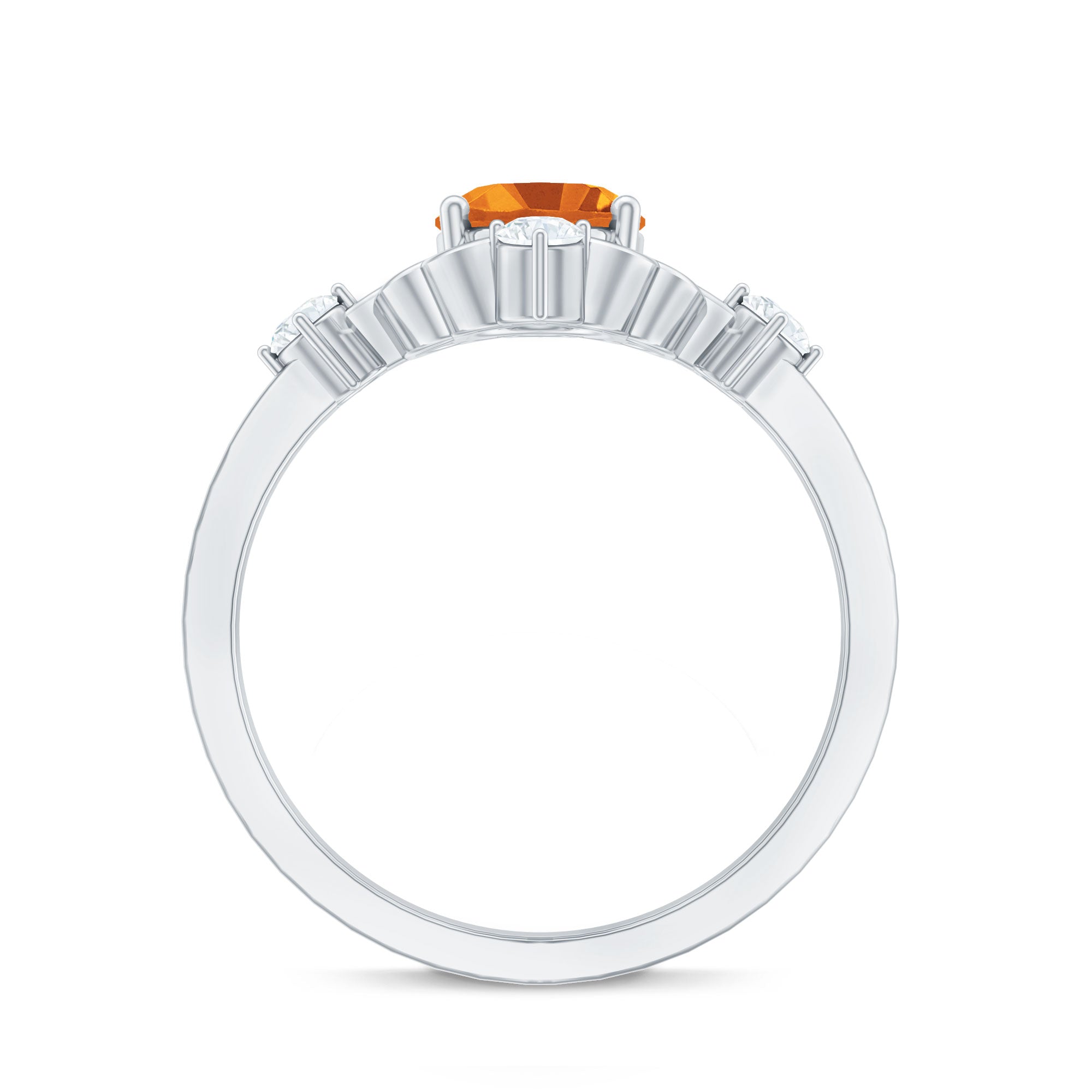 Vintage Style 6X8mm Citrine Oval Engagement Ring with Diamond