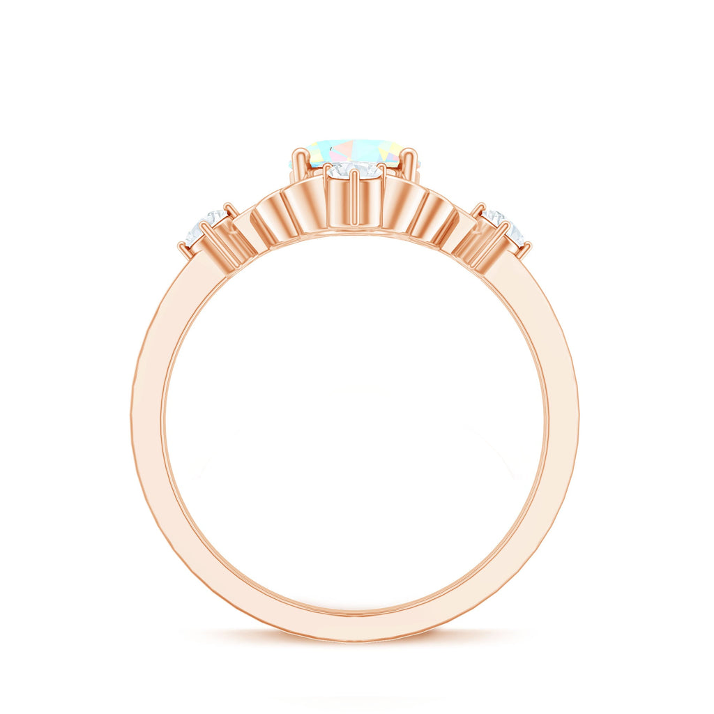 Designer Ethiopian Opal and Diamond  Engagement Ring