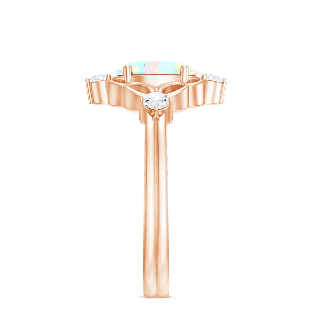 Designer Ethiopian Opal and Diamond  Engagement Ring