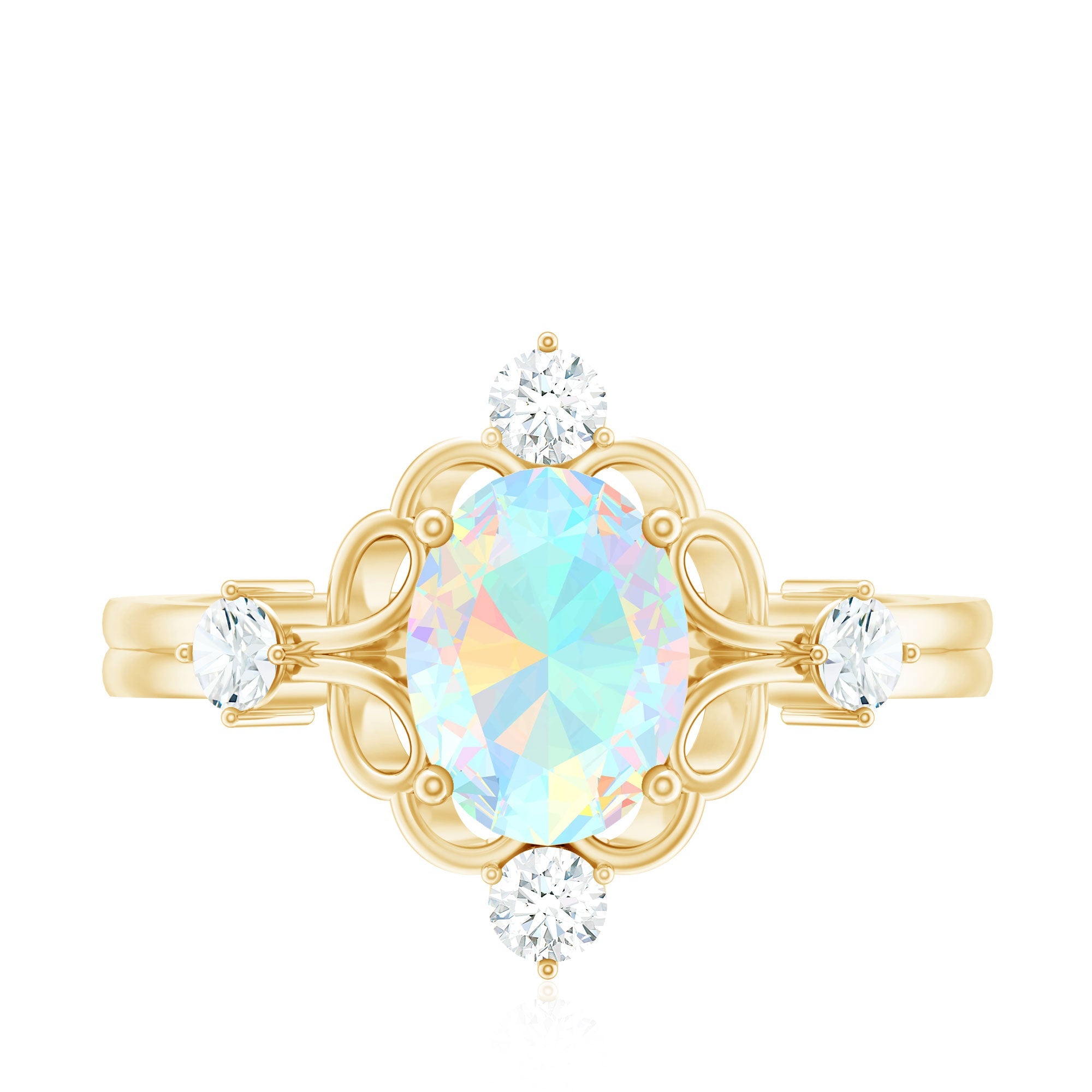 Designer Ethiopian Opal and Diamond  Engagement Ring
