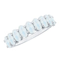 Oval Cut Moonstone Half Eternity Wedding Band Ring