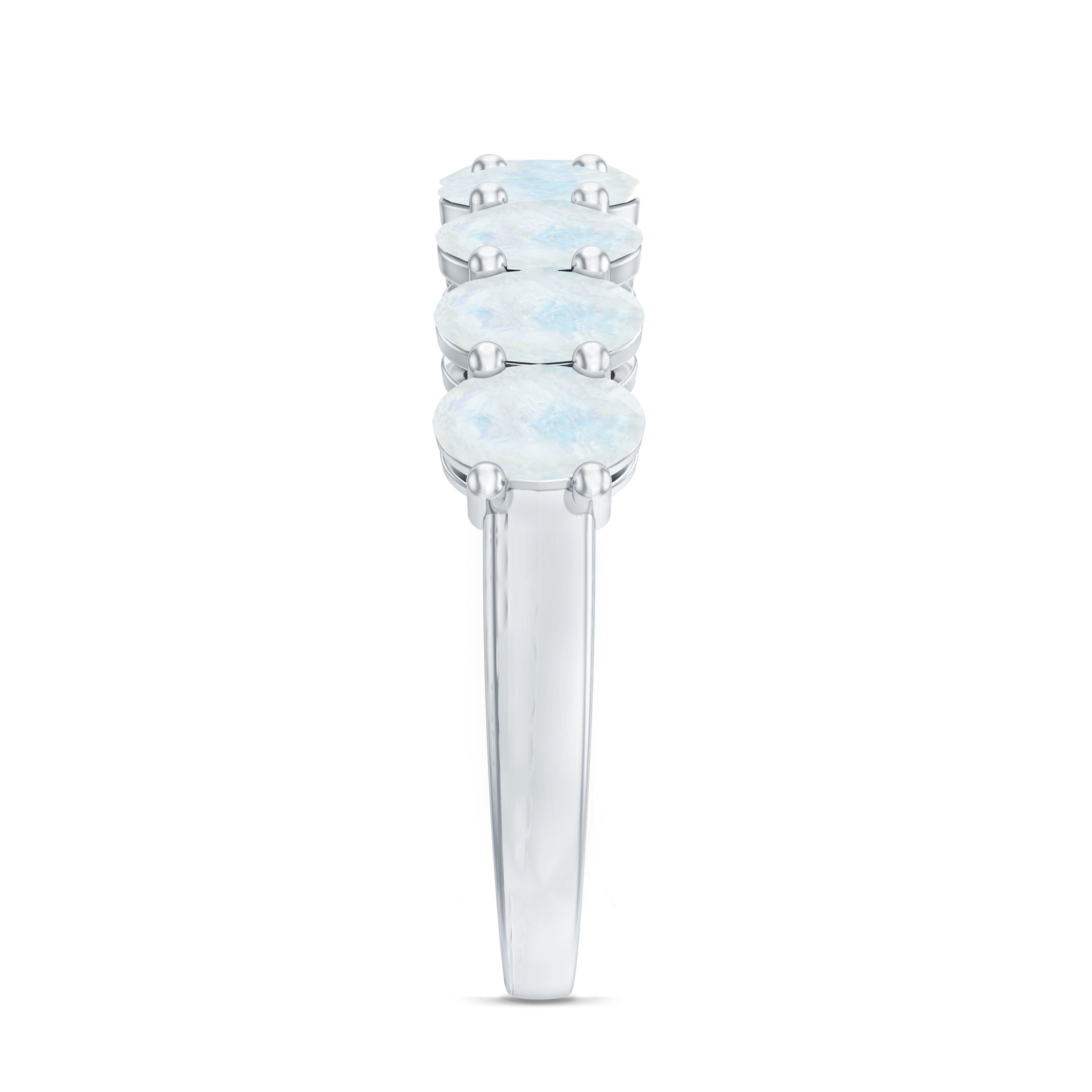 Oval Cut Moonstone Half Eternity Wedding Band Ring