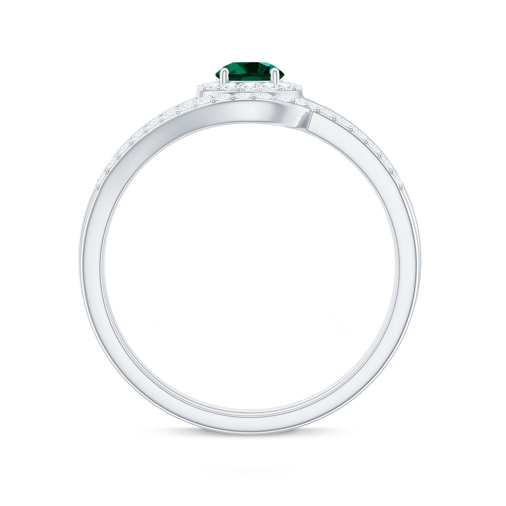 Certified Lab Grown Emerald Diamond Wedding Bridal Ring Set of 2