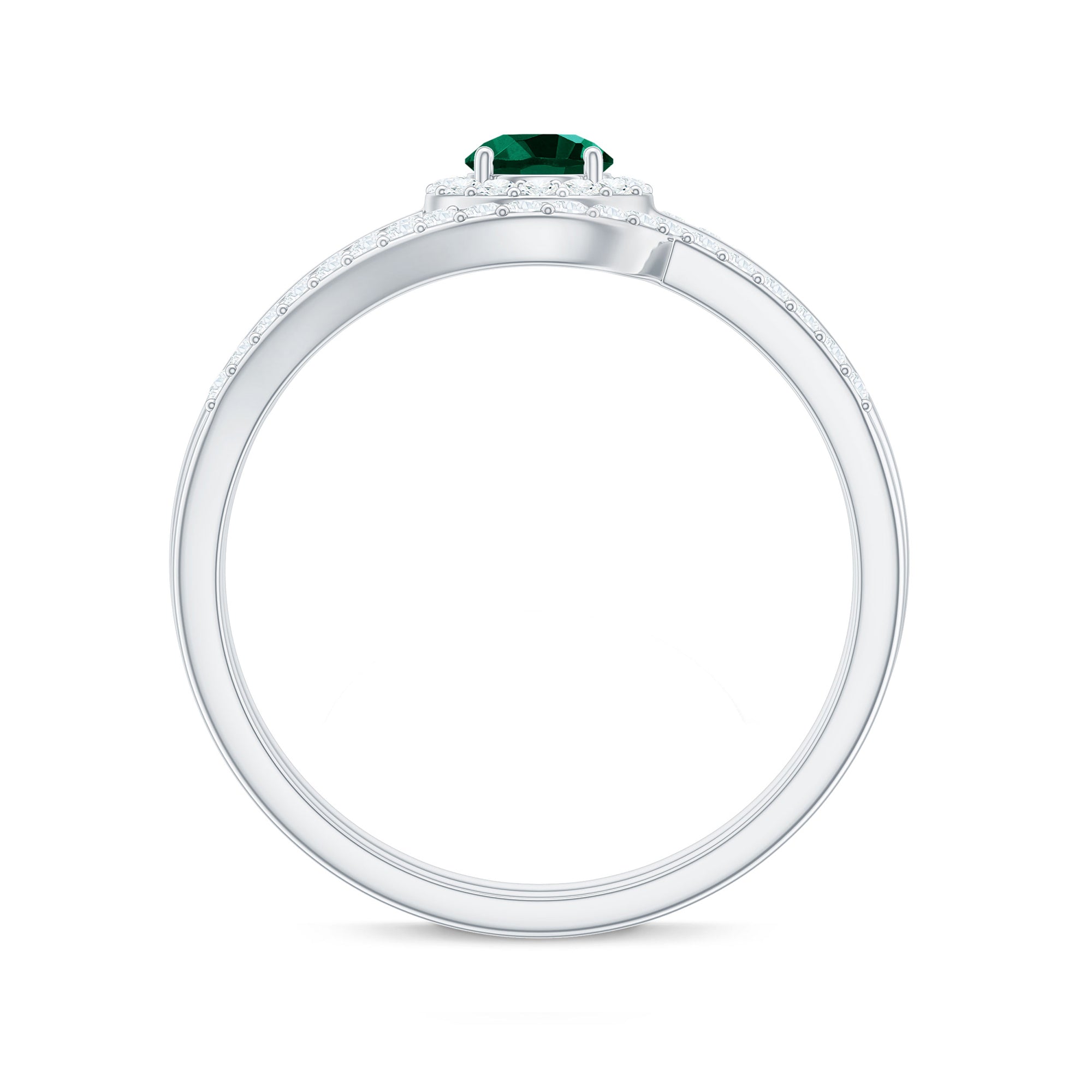 Certified Lab Grown Emerald Diamond Wedding Bridal Ring Set of 2
