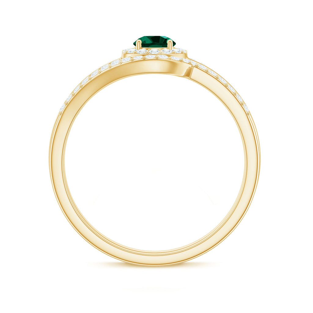 Certified Lab Grown Emerald Diamond Wedding Bridal Ring Set of 2