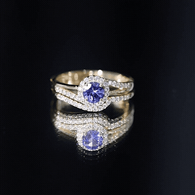 1 CT Minimal Tanzanite Engagement Ring with Diamond Enhancer