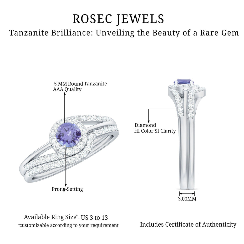 1 CT Minimal Tanzanite Engagement Ring with Diamond Enhancer
