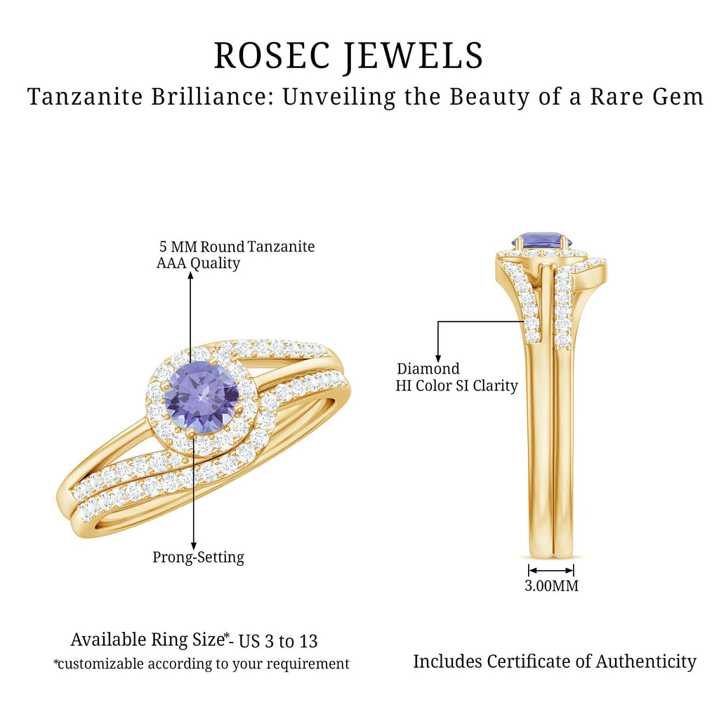 1 CT Minimal Tanzanite Engagement Ring with Diamond Enhancer
