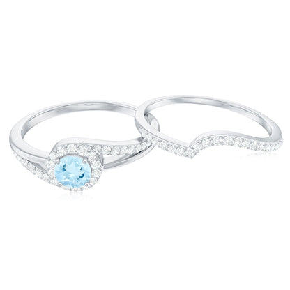 0.75 CT Minimal Aquamarine Engagement Ring with Diamond Enhancer