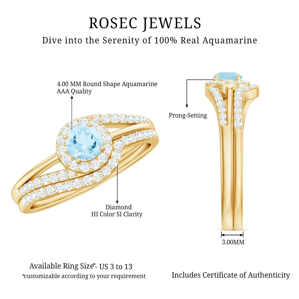 0.75 CT Minimal Aquamarine Engagement Ring with Diamond Enhancer